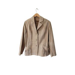 Esprit Womens Fringe Leather Jacket L